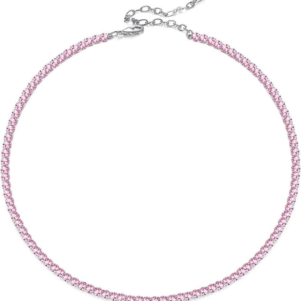 Sparkle Cubic Zirconia Crystal Choker Necklace for Women Dainty Simulated Diamon